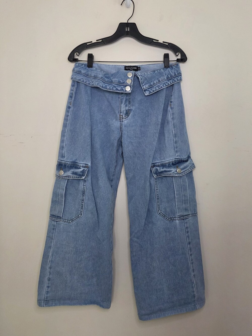 Women's Pretty Little Thing Cropped Foldover Waist Jeans Sz 2 Tall